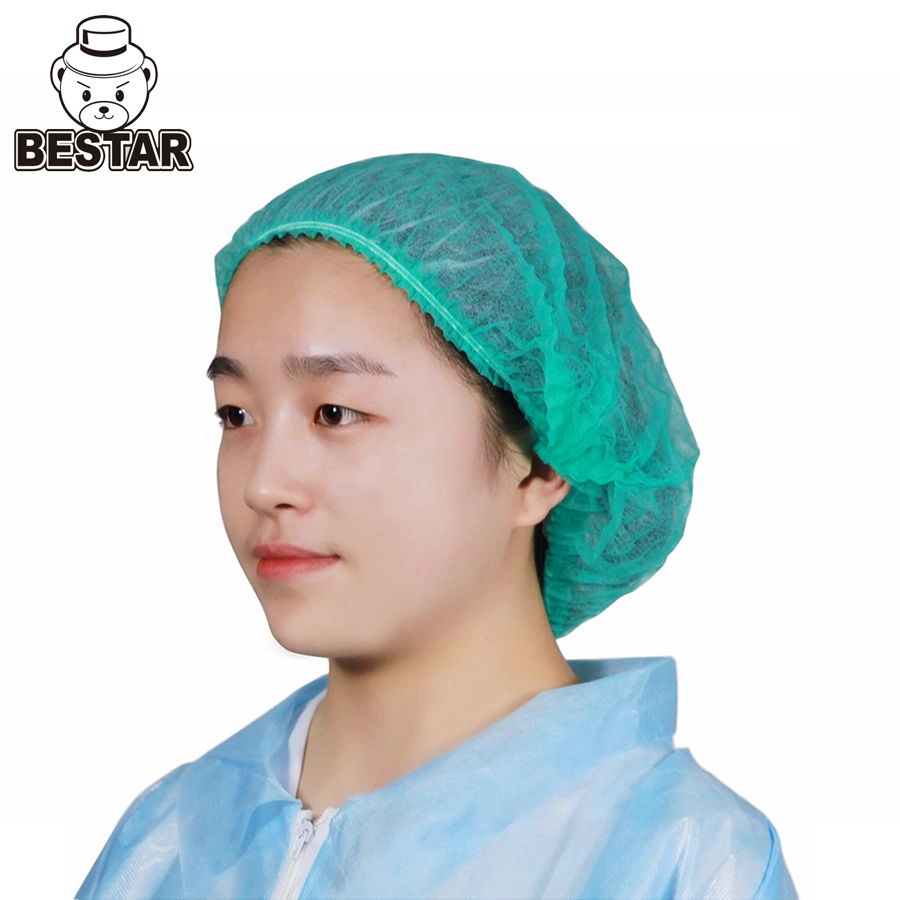 Purple Black Bestar China Bouffant Disposable Hairnet Pleated Cap with High Quality