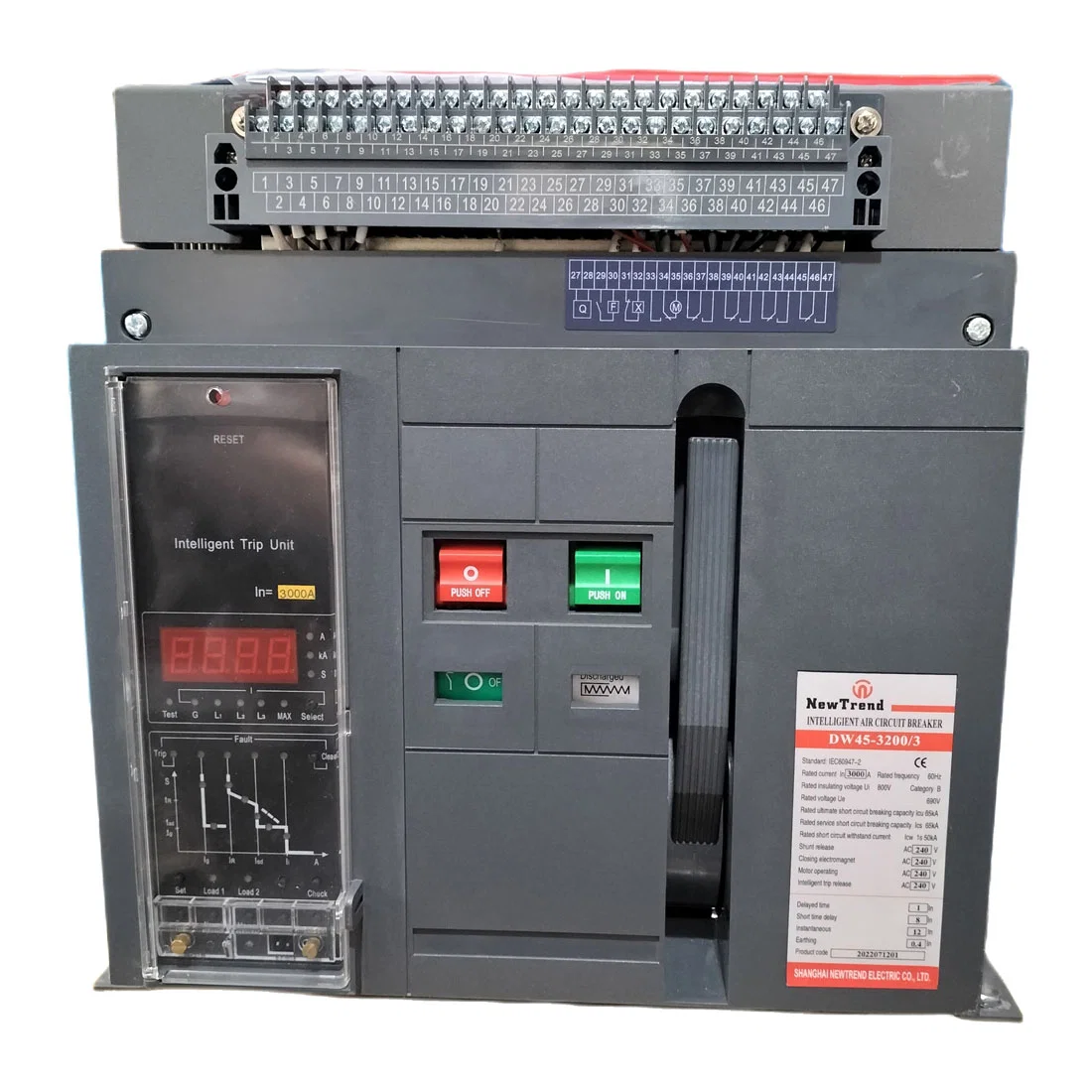 Acb 1600 AMPS 2000 AMPS 2500 AMPS 3200 AMPS 4000 AMPS 5000 AMPS 6300 AMPS AMP Dw45 3 Pole 4 Pole Fixed or Drawable Air Circuit Breaker