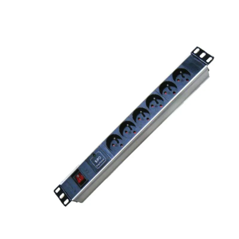 6/8/10/12 Ports French PDU with Single Light Surge Protection for Vertical Horizontal Rack