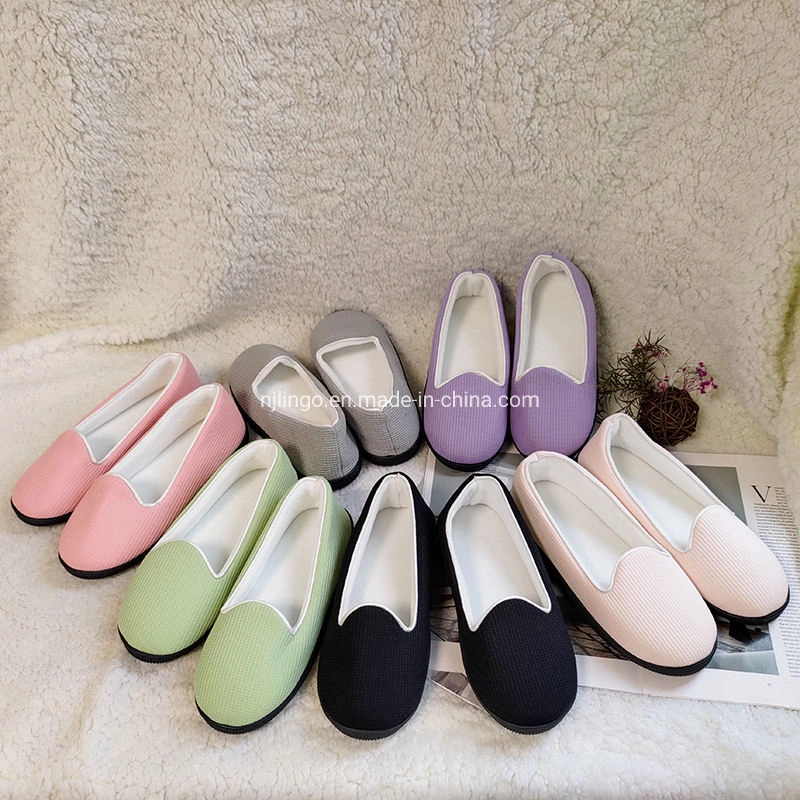 Autumn and Winter Women&prime; S New Style Casual Fashion Warm Waffle Ballet Shoes Home Custom Lightweight Flat Shoes