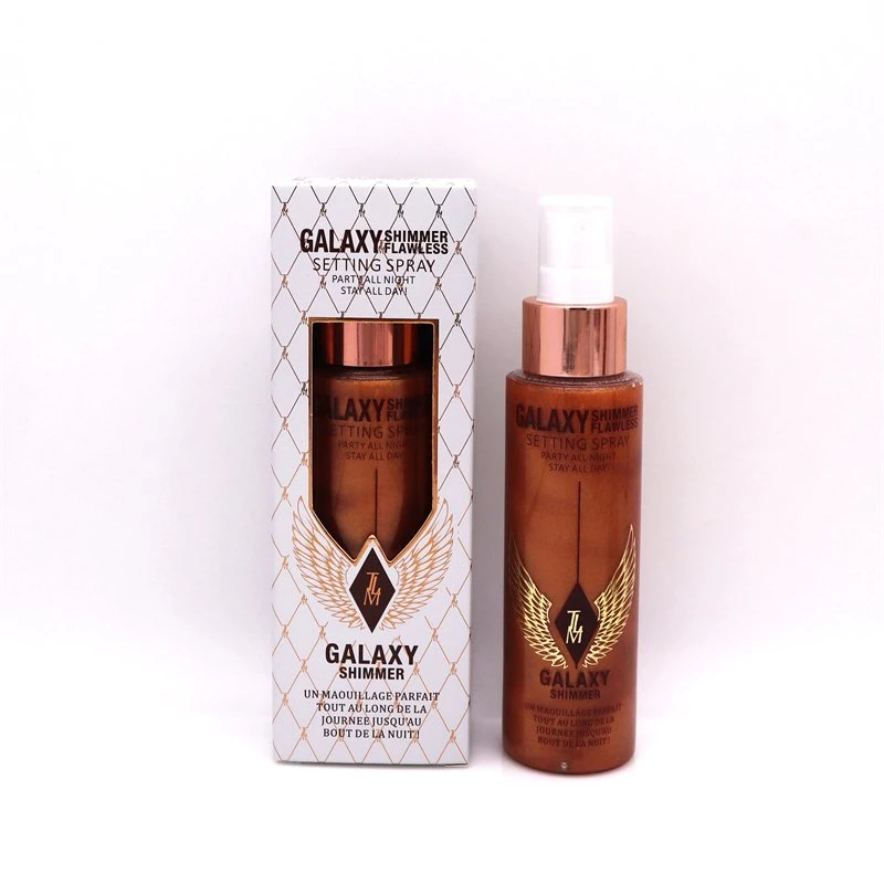 Impecable Retoque Spray fijación duradera Spray etiqueta privada Marcador cuerpo Galaxy Glowing cara maquillaje Shimmer ajuste Spray