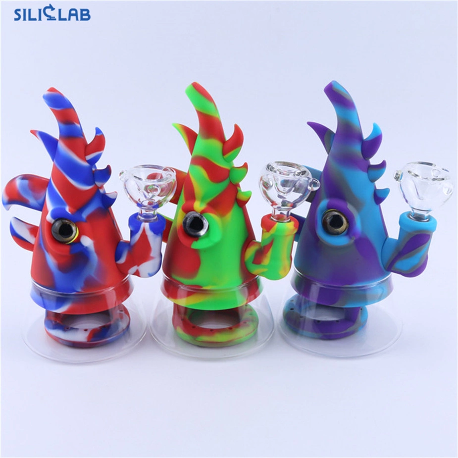 Acessórios p/ fumadores em forma de rinoceronte silicone Bubbler p/ água p/ fumadores Bubbler