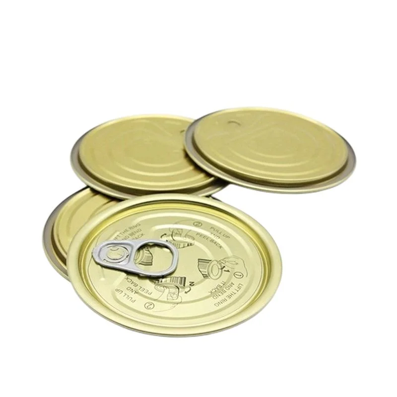 401# 99mm Gold Tinplate Eoe Easy Open Ends for Canned Fish, Beef, Tuna, Seafood Easy Open Tin Lids Sealed Can Lids