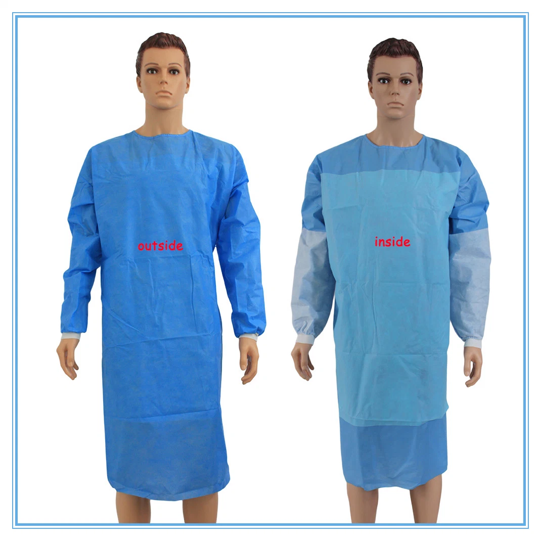 Hospital Disposable Medical Surgical Isolation Gown SMS PP PE Non Woven Isolation Gown