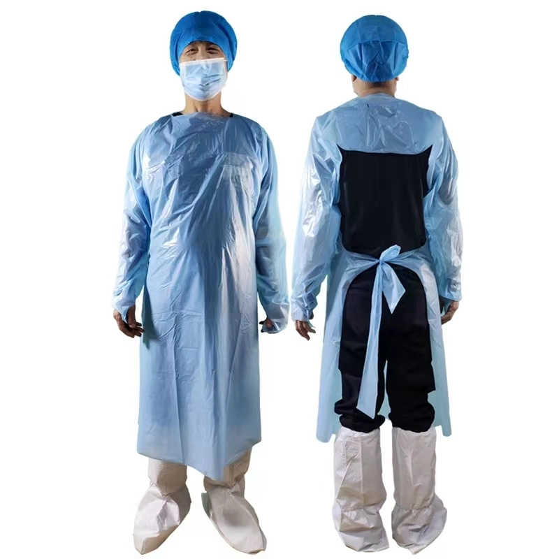 Disposable CPE Apron Waterproof Blue Plastic Gown