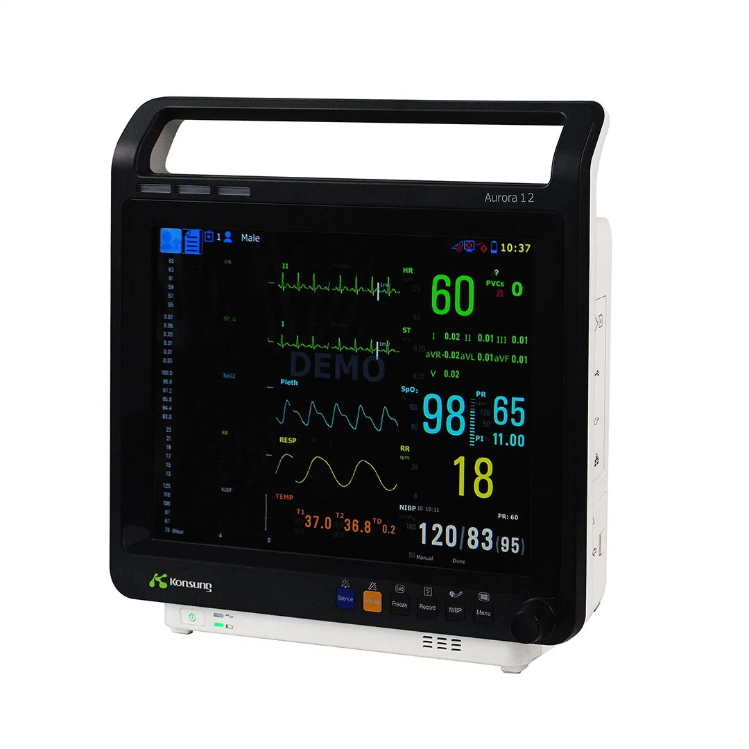 CE Approved Aurora-12 12.1-Inch Multi-Parameter Vital Sign Monitor with Capnography for Hospital Bed