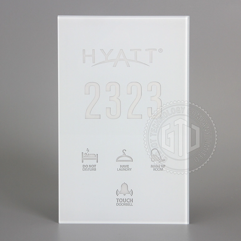 Tempered Glass Logo/Number/Dnd/Mur/Laundry/Check LED Hotel Touch Doorplate