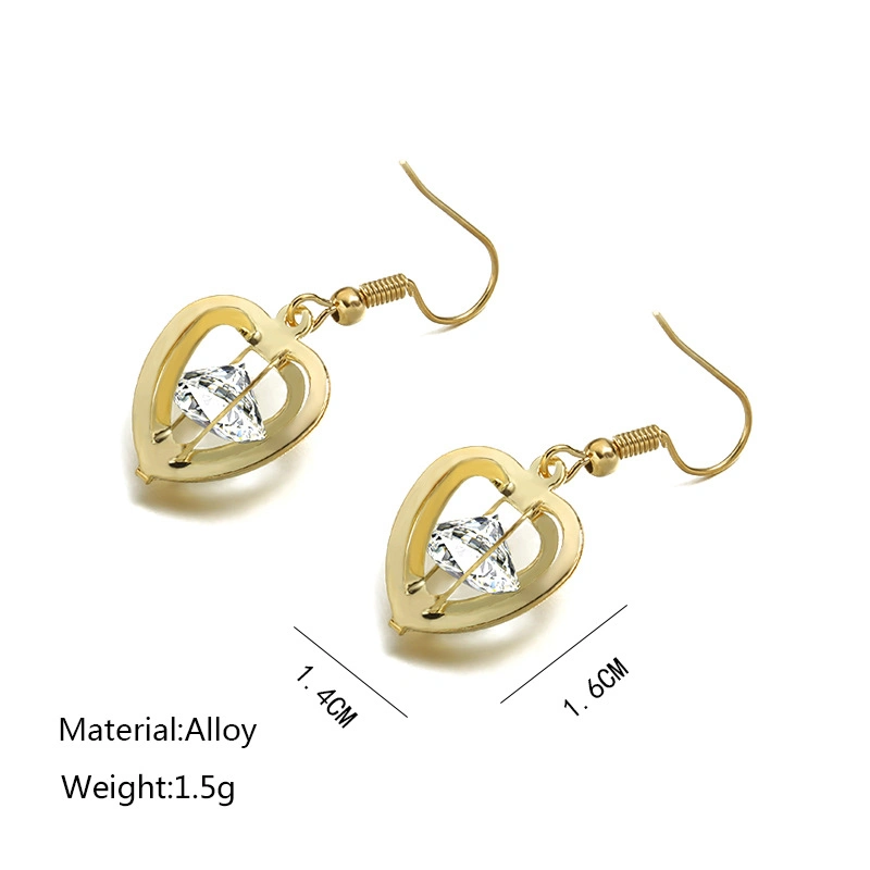 Fashion Jewelry for Women Hollow Lantern with Gold Zircon Metal Geometric Earrings