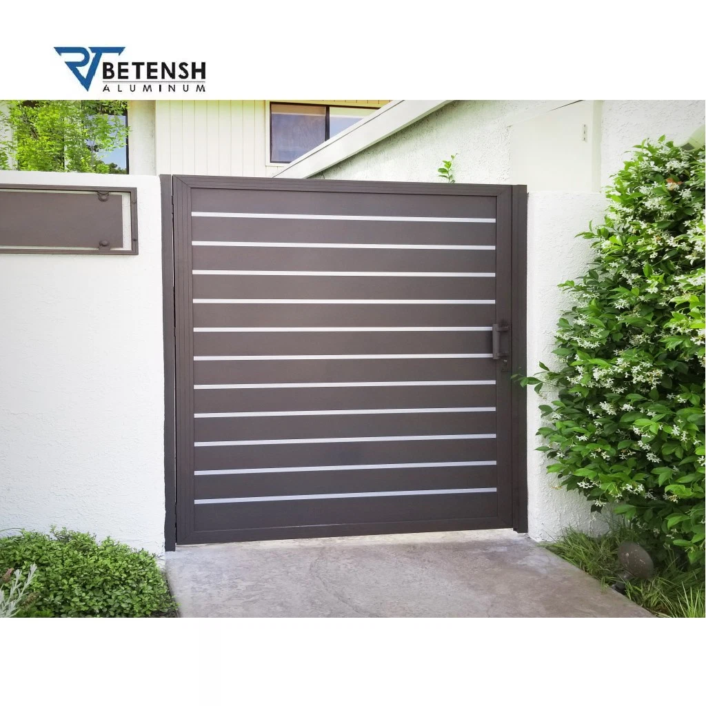 Outdoor Simple Design Style Powder Coated Galvanized Metal Aluminum Slat Walk Gate with CE Certification