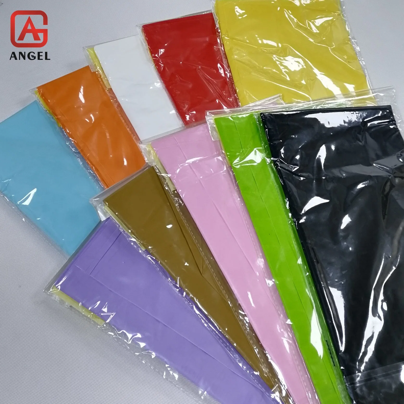 Cobertura da mesa em PVC Fujian Angel, toalhas de plástico descartáveis