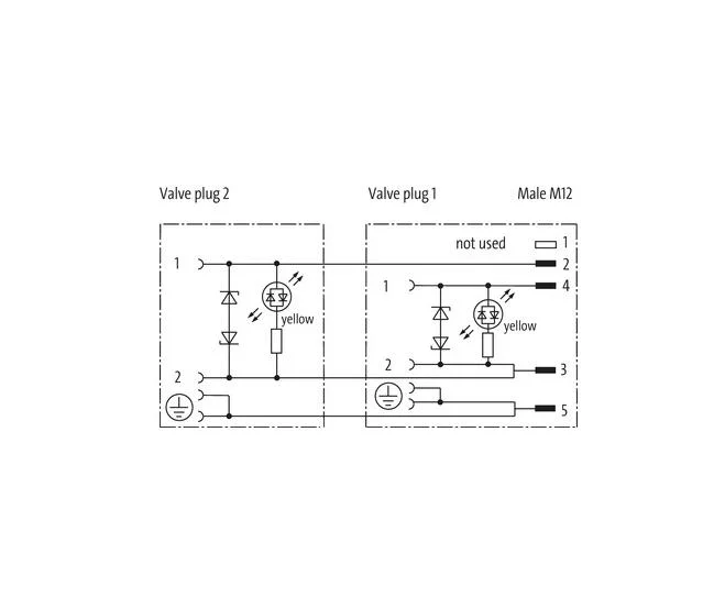 7000-41601-2260000 Murrelektronik M12 Mâle Arrière / Fiche de Vanne Double Msud Connecteur 18 mm Câble en Fil de PUR 3X0.75 Jaune