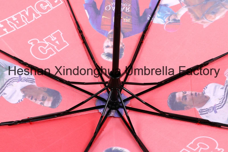 Football Full Printing Advertising Folding Umbrella with Characteristic Metal Handle (FU-3821BH)