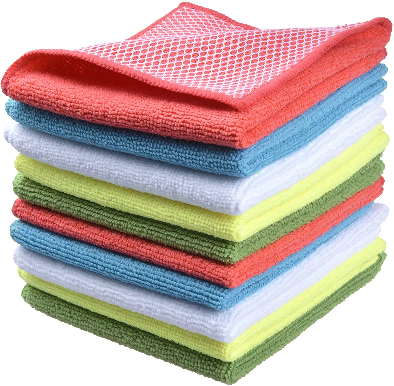 Good Quality Fast Drying 30*30 40*40cm 250GSM 300GSM Household Dishcloth Cleaning Microfiber Towel Washable Reusable Rags with Poly Scrub Side for Home Kitchen