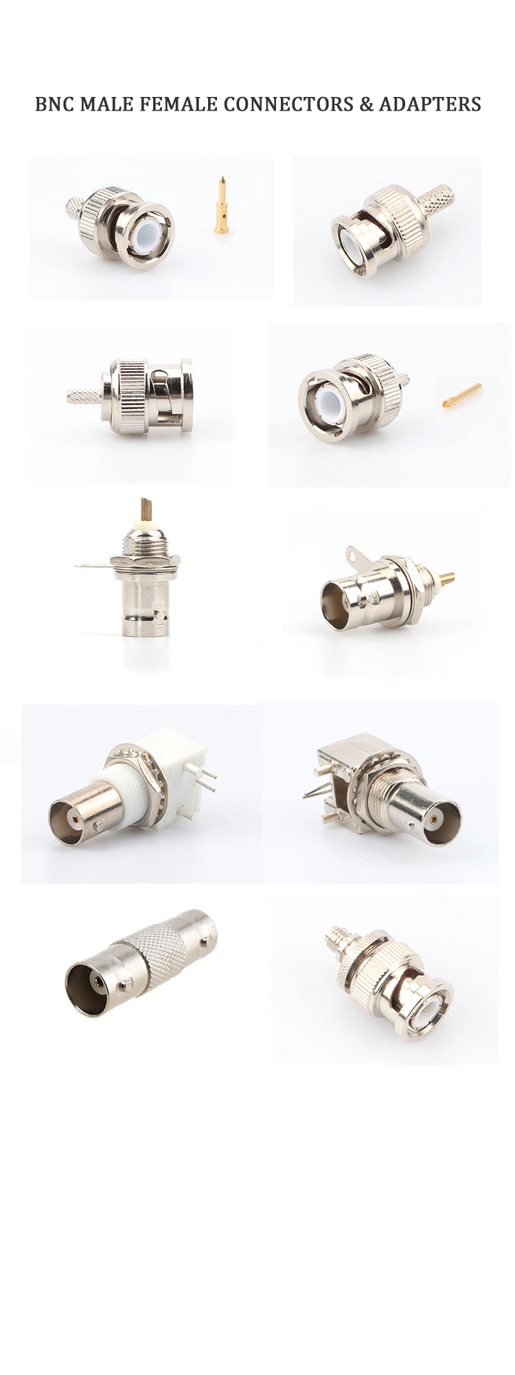 Nickel Plating Metal BNC Male to RCA Male Adapter Connector