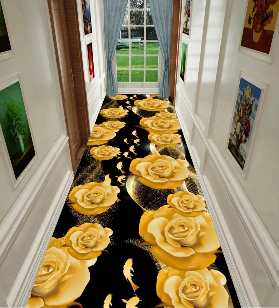 Tianjin Christmas Flowers Hallway Decorative Entrance Corridor Long Custom Size New 3D Floral Print Velvet Floor Rug Carpet