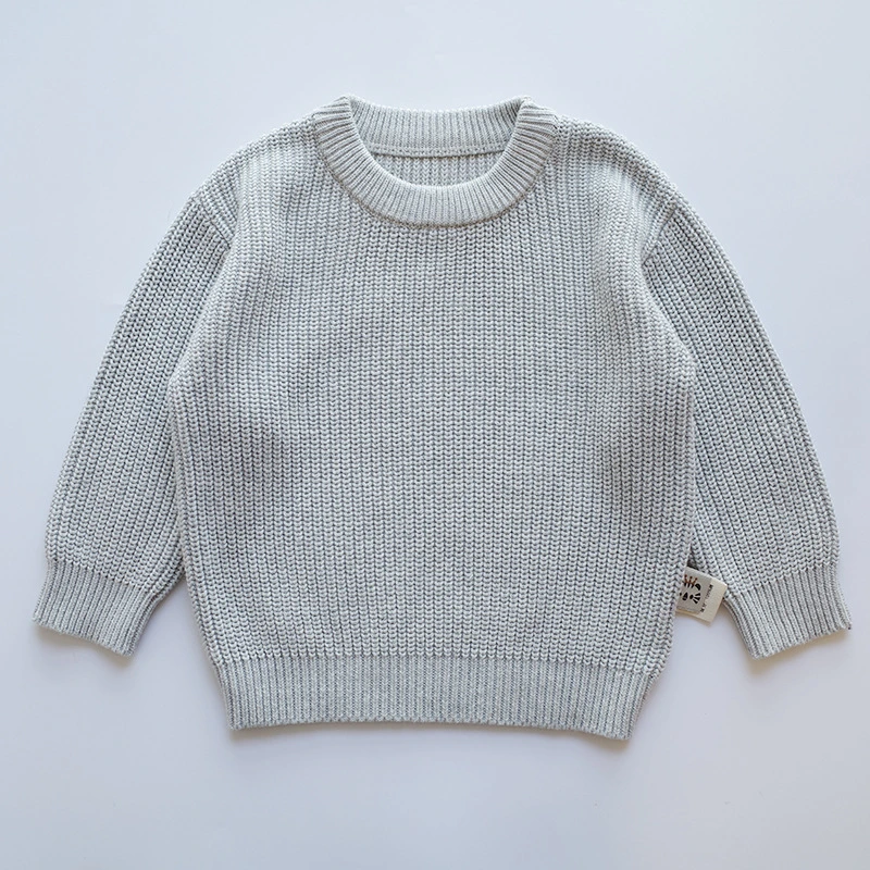 Custom 100% Cotton Crew Neck Knitted Infant Apparel Pullover Baby Sweater