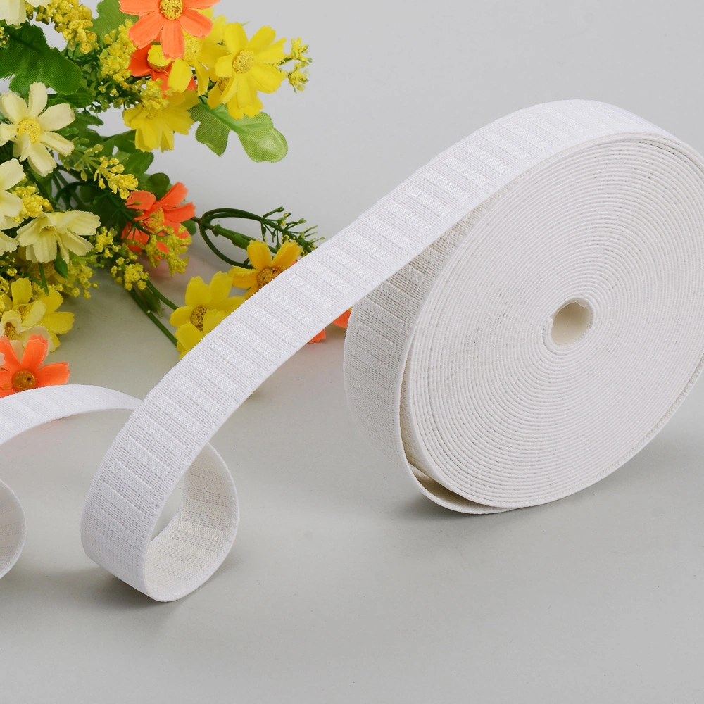 White Flat Non-Roll Woven Polyester Elastic Webbing