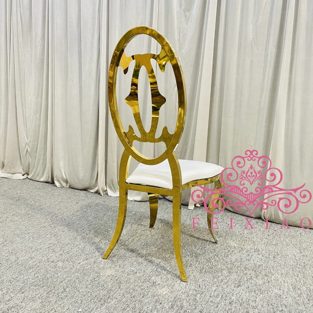 Luxury Wedding High Back Stainles Steel Gold PU Wedding Chair for Rental