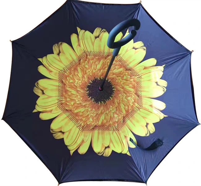 Strong Windproof C Handle Double Layer Inverted Umbrella