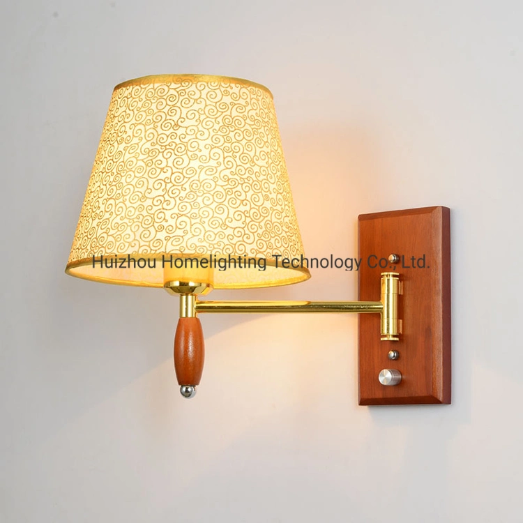 Jlw-14932 Hotel Home Bedside لوحة تحكم قابلة للضبط سوينغ ARM Wood Wall المصباح