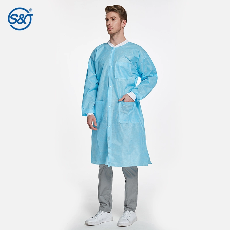 SJ Adult Nonwoven SMS High Quality workwear Lab Coat Disposable work uniform