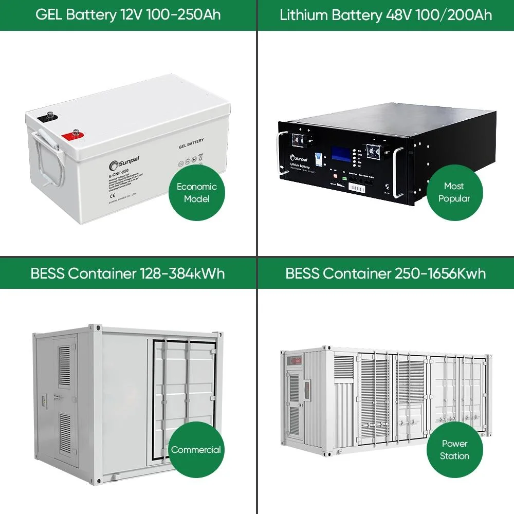 Completado 30kW 50kW 80kW 100kw 150kW sistema de Energía Solar Híbrido Juego con batería de litio