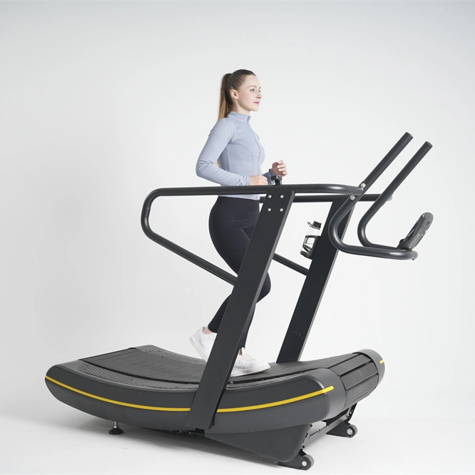 New Design Runner Running Machine Manual Mechanical Aluminium Belt Curved Treadmill