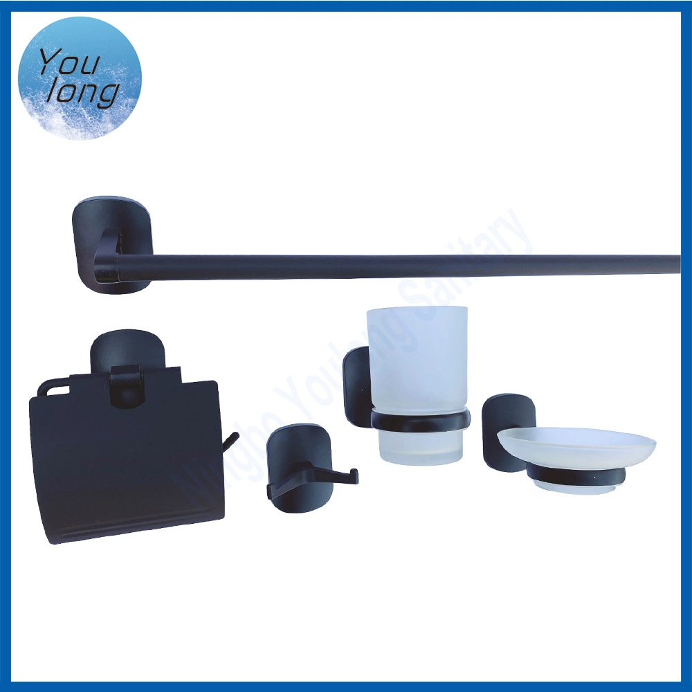 5PCS Black Bathroom Hardware Accessory Towel Rack Bar Hook Bathroom Accessories Set