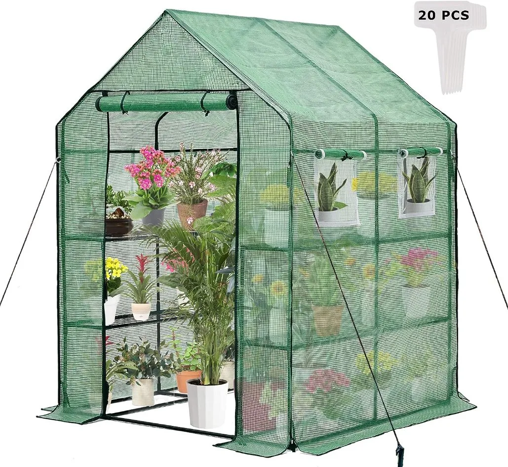 Heavy Duty Powder-Coated Steel Walk-in Greenhouse for Outdoors