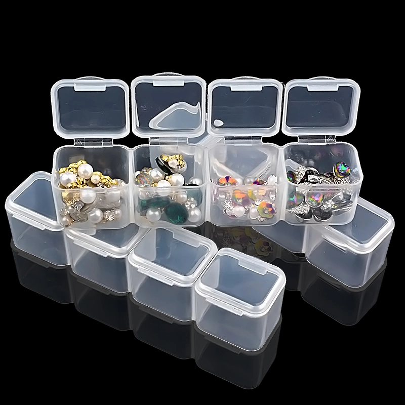 28 Slots Clear Plastic Empty Nail Art Decoration Storage Case Box Nail Glitter Rhinestone Beads Accessories Container Nail Tool