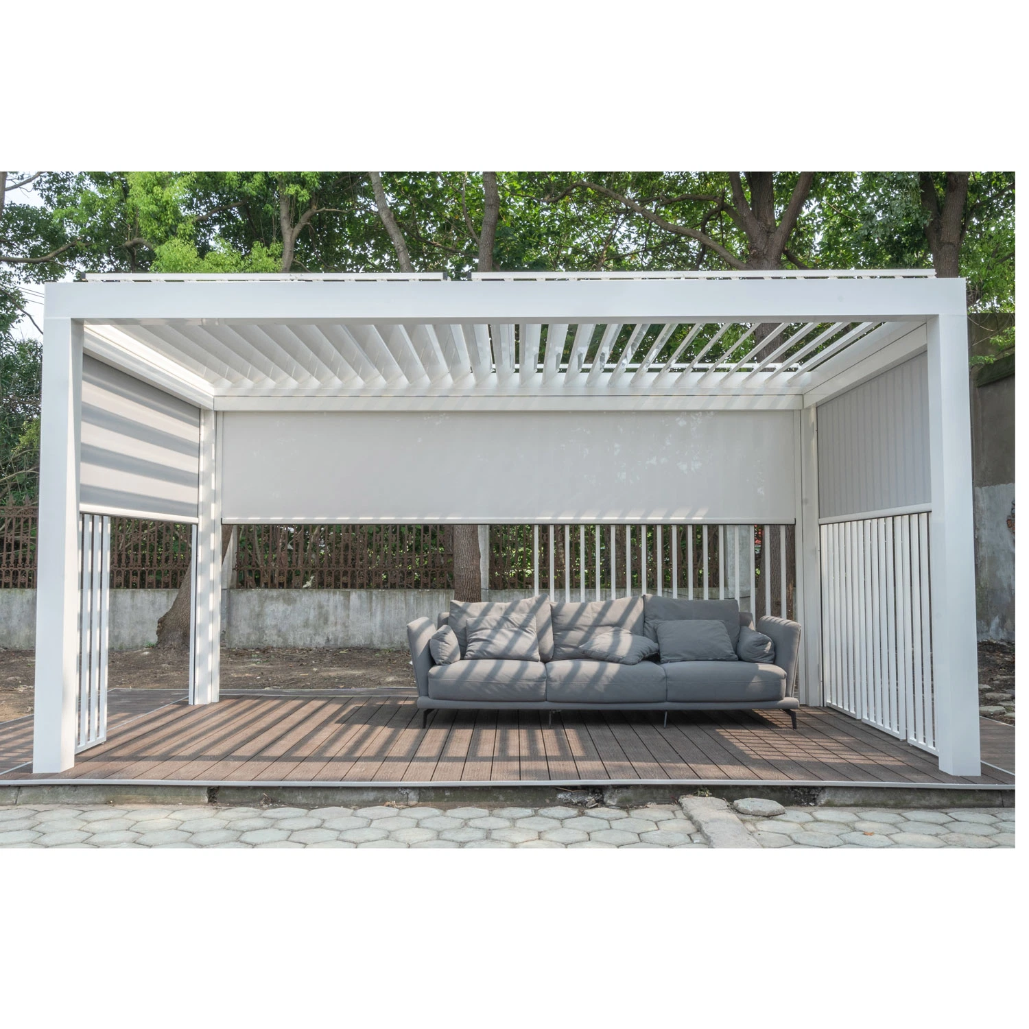 Jardín Metal Pergola Pabellón de aluminio exterior Gazebo impermeable con Louvre