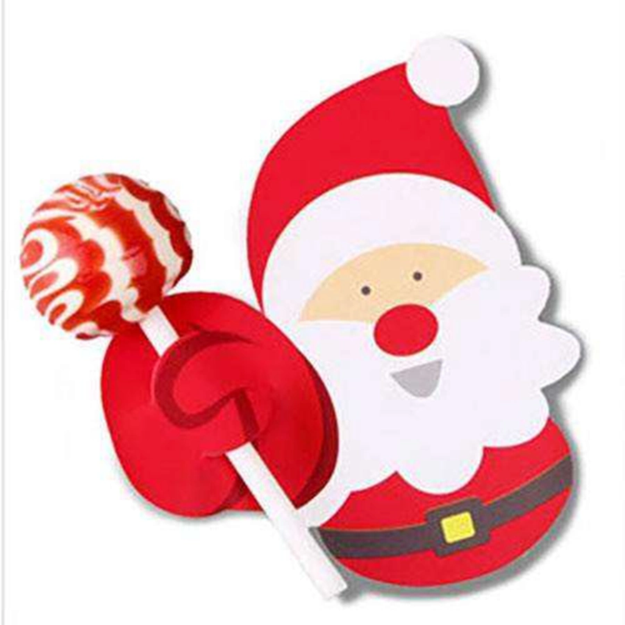 50PCS سانتا كلوز البطريق Lollipop بطاقة عيد الميلاد السكر Lollly ورقة لوف حامل البطاقة إكسماس الطرف الديكور المنزل الملحقات