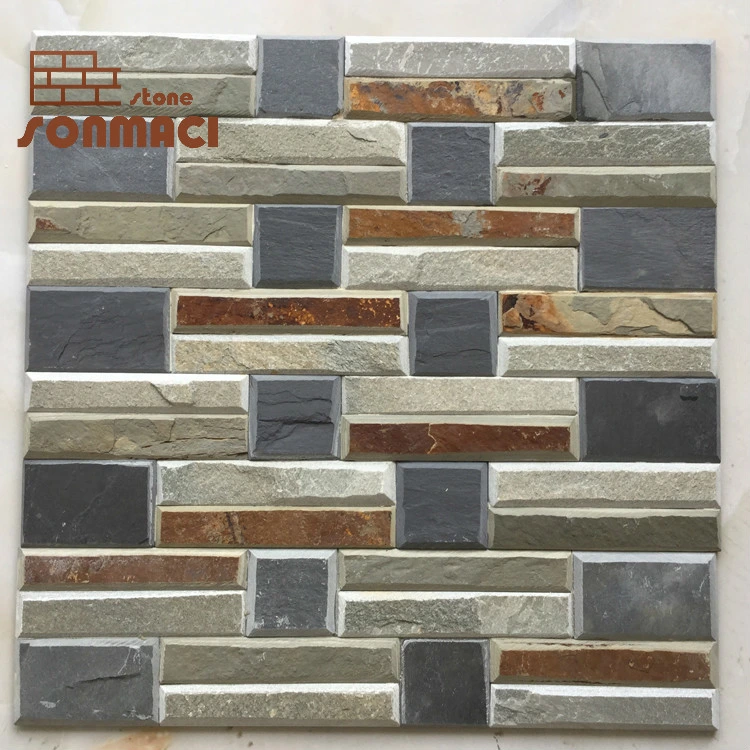 Multi Color Slate Glued Ledgestone Panel Wall Tiles