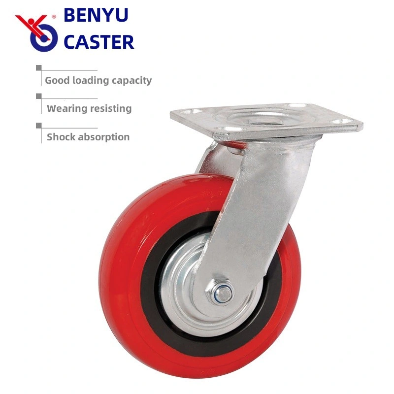 Benyu Caster Factory 4/5/6/8 pouces utilisation intensive pu Universal Industrial Roue