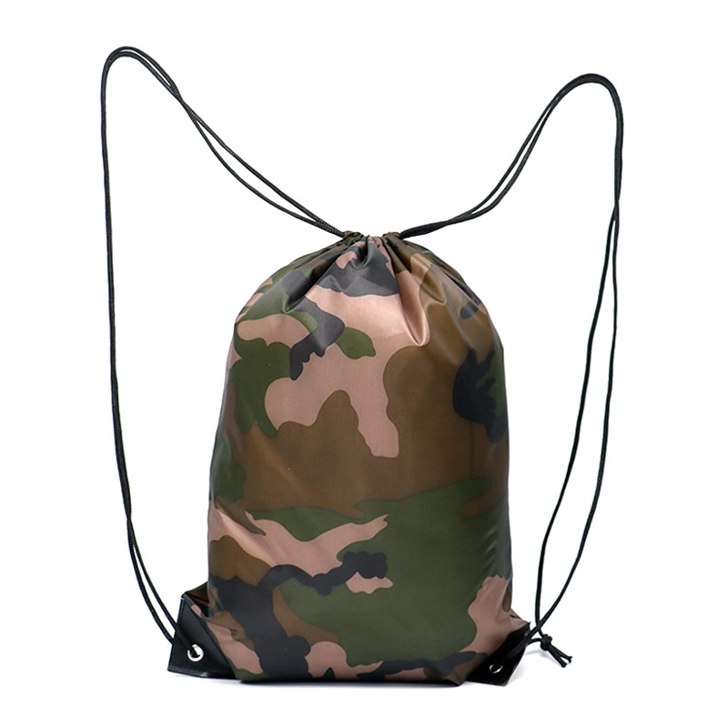 Camouflage Backpack Drawstring Bag 210d Polyester Sports Gym Bag Outdoor Camping Hiking Storage Bag Sackpack