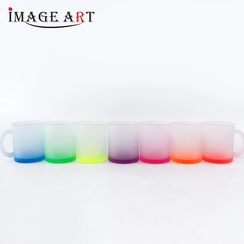 11oz Heat Transfer Printing Sublimation Blank Frosted Glass with Colorful Bottom