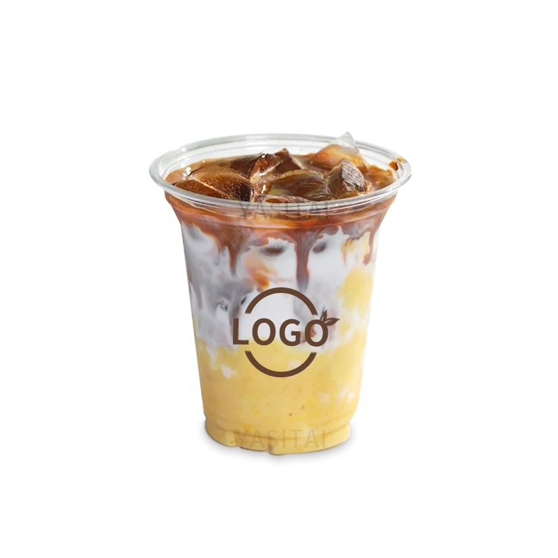 Take Away Tasse Milch Tee Kaffee Haustier Kunststoff Tassen Einweg Transparent Boba Cups Getränkeverpackung für kalten Saft