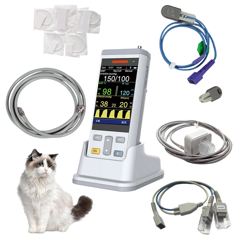 Vet Equipments Pet Animal Veterinary Handheld Patient Etco2 Vital Signs Monitor with Dock