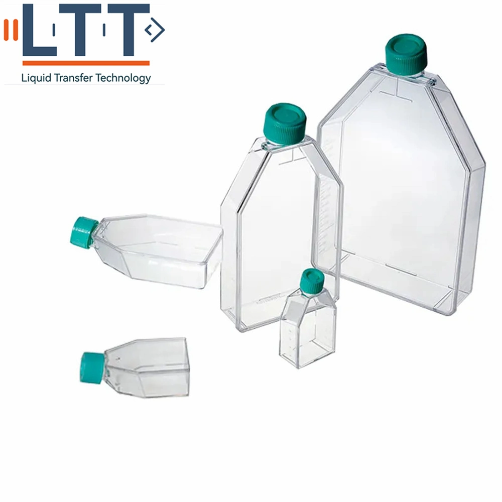 Tc Treated T175 Plastic Rectangular Canted Neck Laboratory Tissue Culture Bottle Vented Caps 175cm2 Cell Culture Flask