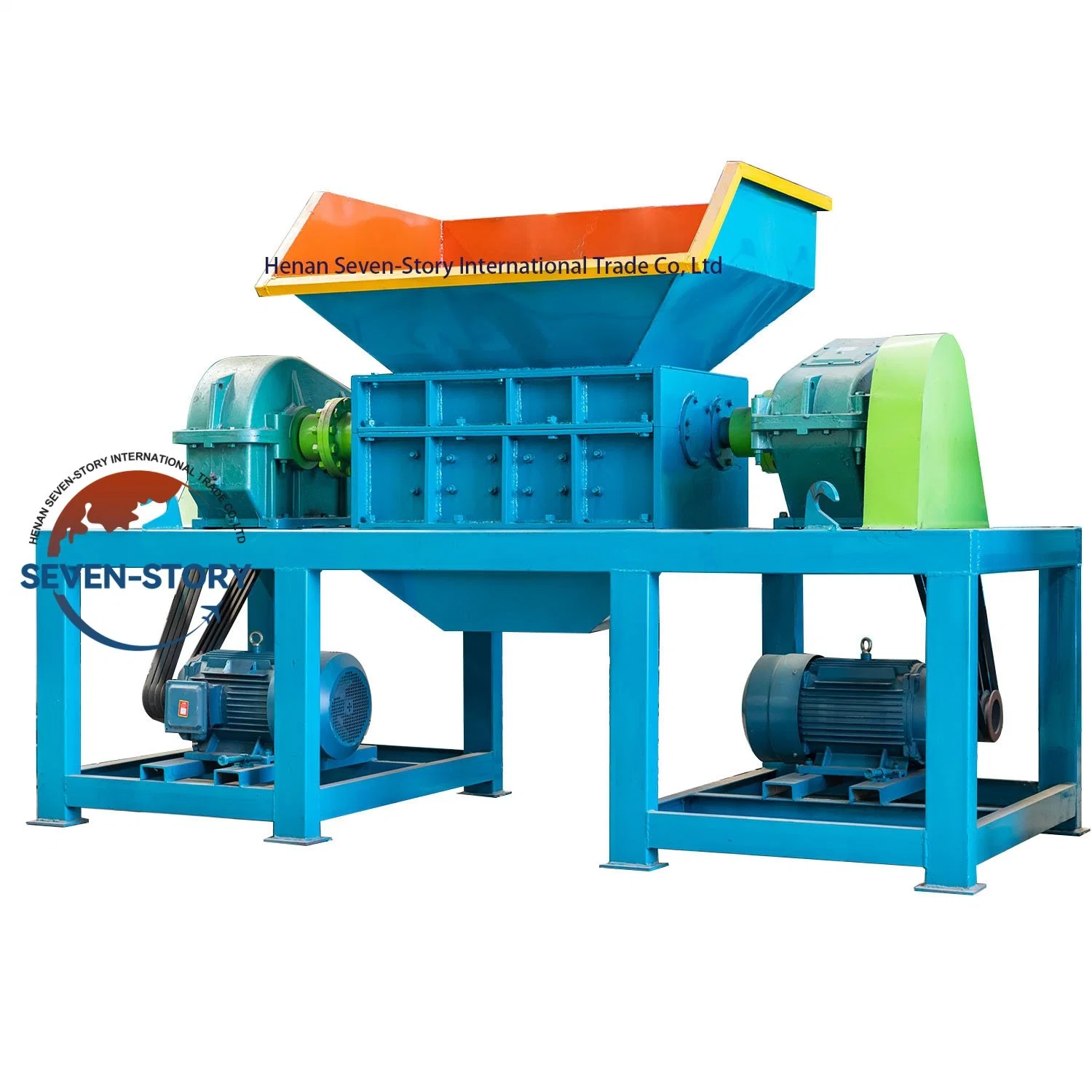 Rubber Tire Recycling Machinery with Wood Pallet Plastic Double Shaft Shredder