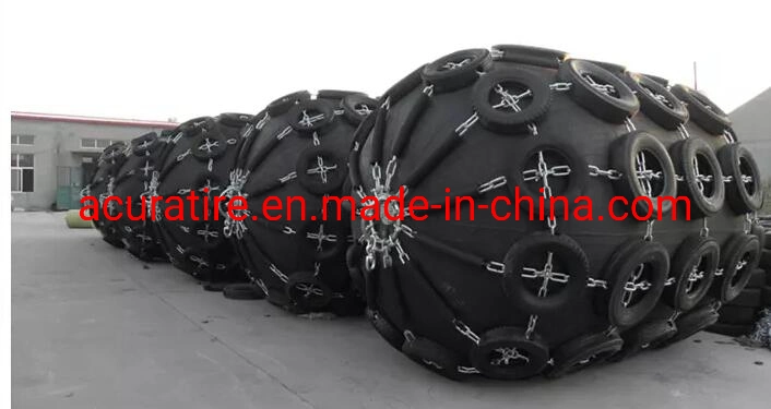 Pneumatic Rubber Marine Fender with Galvanized Chain and Tire Made in China