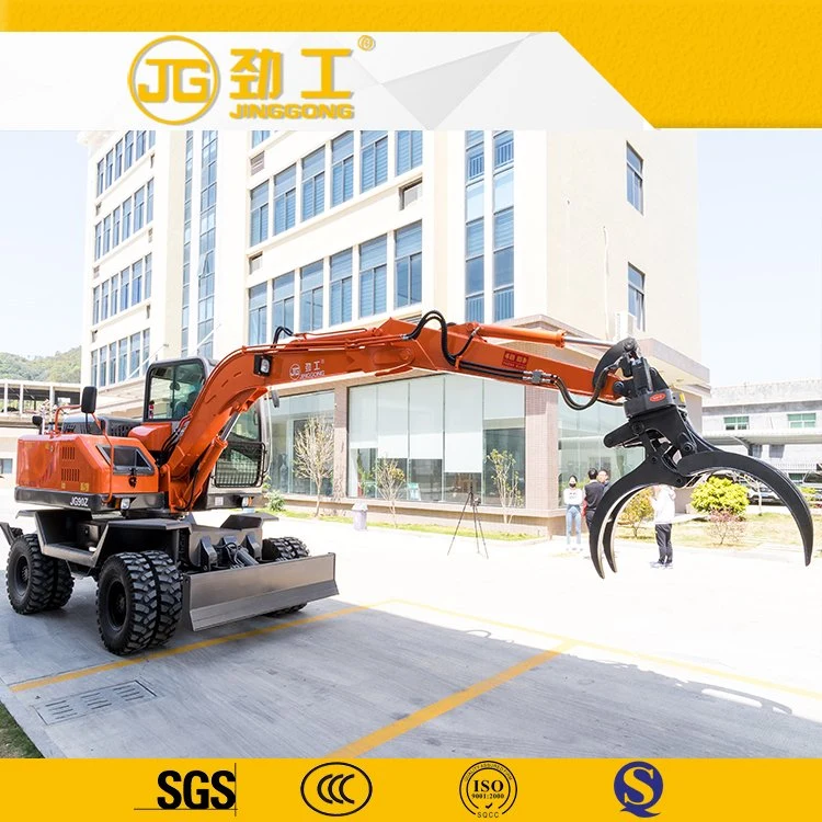 Hydraulic Wheel Excavator with Rotation Log Grapple Sugarcane Graber Loader