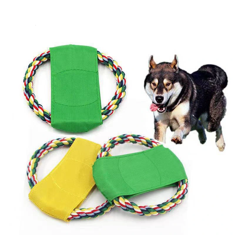 Jouet pour chien interactif en toile de corde de coton pour lancer et attraper des disques volants d'entraînement.