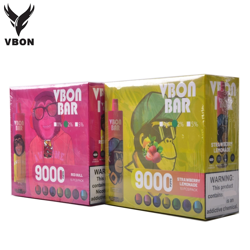 2023 Новый E-Liquid Fruit Flavour 9000 puffs RGB Light Vbon Одноразовые испарители E-Cig