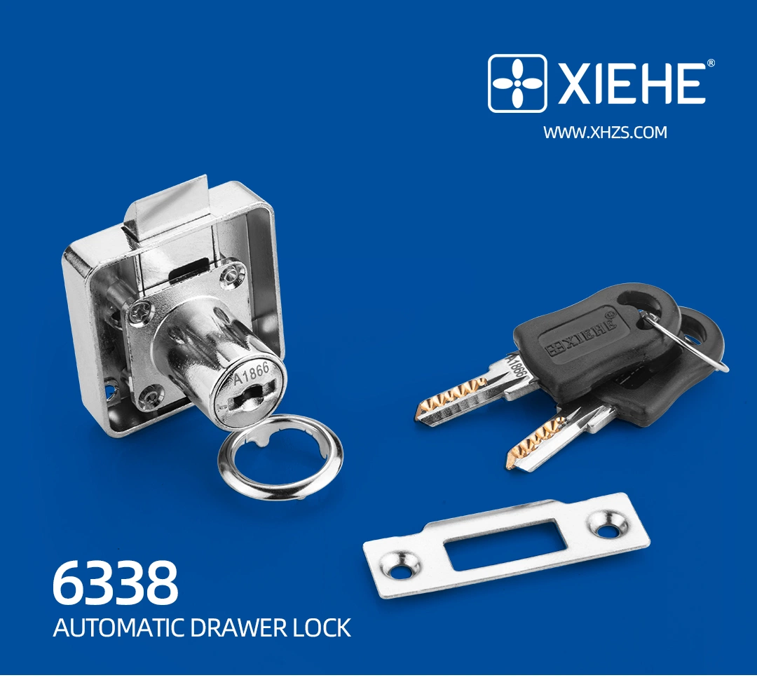 6338 High Quality Zinc Alloy Computer Key Drawer Lock for Cabinet Door with Automatic Spring Lock Latch