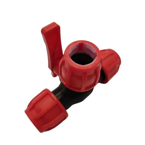 Red PP Compression Pipe Fitting Three-Way Valve ISO for Water Supply