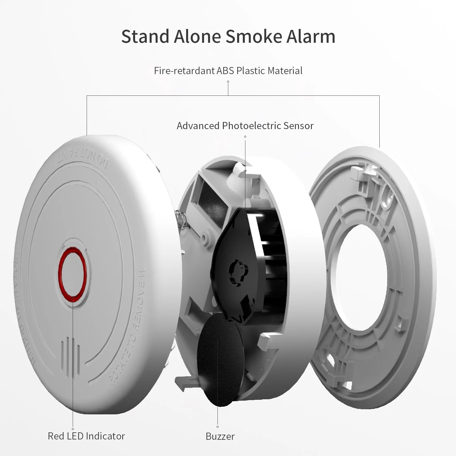 BSI EN14604 alarma fotoeléctrica de humo Standlone