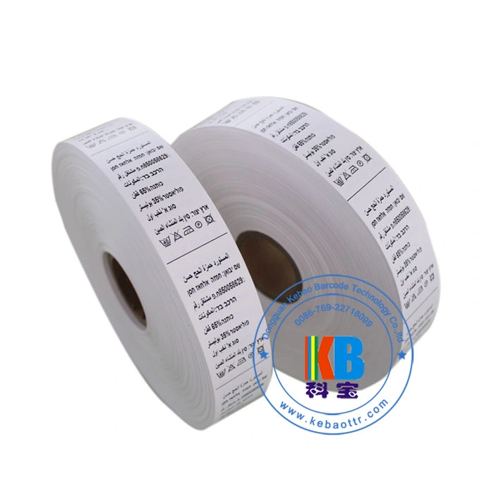Impresora de etiquetas impresión de transferencia de Nylon poliamida tejido etiqueta Cuidado de tafetán