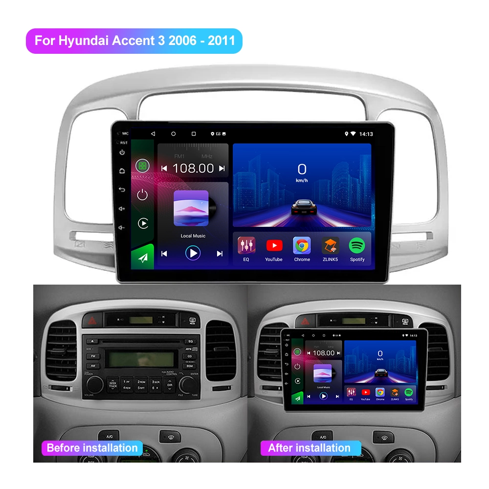 Jmance 9 pulgadas Multimedia coche GPS Navegación 4G RAM 64G ROM 8-Core Car DVD Player para Hyundai Accent 3 2006 - 2011