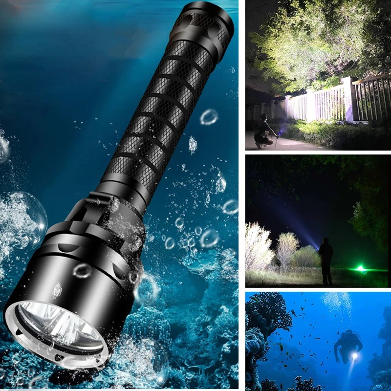 Helius 20000lm T6/L2 IP8 18650 Battery LED Diving Underwater Torch Light Flashlights